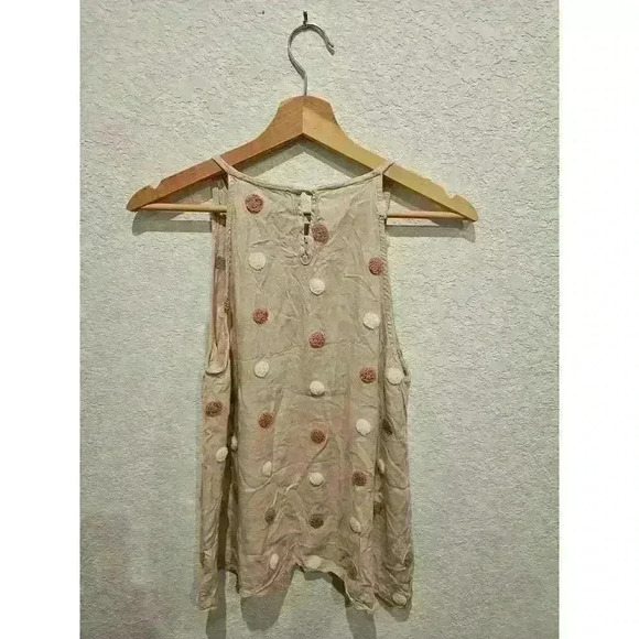 Be mine linen halter. Viscose material Tan with polkadot. Size Small. - Picture 2 of 3